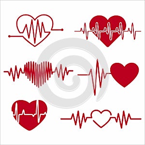 Heart shape electrocardiogram. Vector illustration.