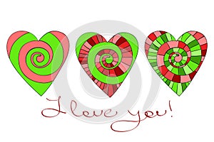 Vector illustration with hearts. The best card for Valentines`s Day.
