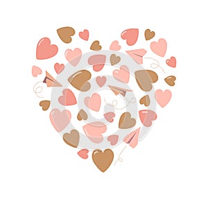 Vector Illustration of hearts isolated on white background. Valentine`s day card