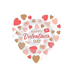 Vector Illustration of hearts isolated on white background. Valentine`s day card