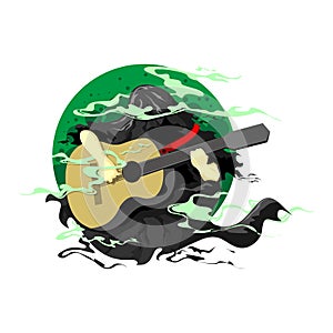 Vector illustration of heavy metal guitar player