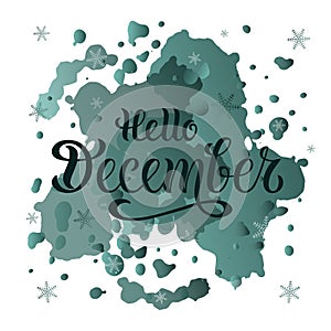 Vector illustration of hello december for typography poster, logotype, flyer, banner, greeting card or postcard.