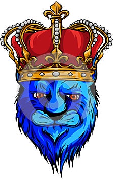 vector illustration of Heraldic Lion Head with corwn