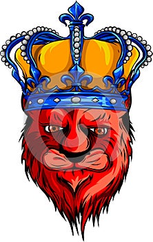 vector illustration of Heraldic Lion Head with corwn