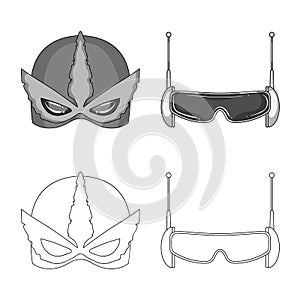 Vector illustration of hero and mask sign. Set of hero and superhero vector icon for stock. photo