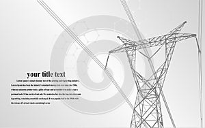 Vector Illustration. High Voltage  Towers Electric Power Transmission. Lines Supplies Electricity to the Text.  Pylon, pole networ