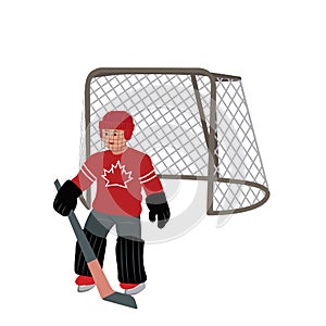 Vector illustration of a hockey goalkeeper. Color vector illustration. Goaltender sportsmen