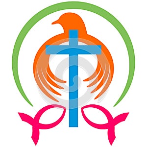 Christian dove with cross logo