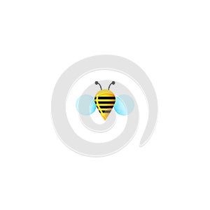Vector illustration of honey bee on white background. - Vector