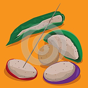 Vector illustration of Hong Kong street snack - Three stuffed treasures
