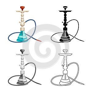 Vector illustration of hookah and shisha  logo. Collection of hookah and accessory stock symbol for web.