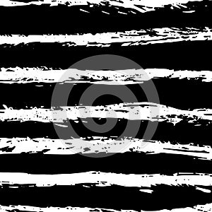 Vector Illustration horizontal striped hand drawn pattern. Black and white background. Grunge clothing style ink design.