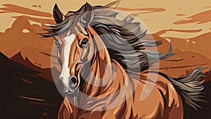vector illustration of a horse on a brown background