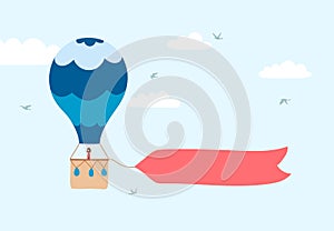 Vector illustration of hot air balloon with banner