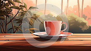 vector illustration of hot cup of coffee or tea