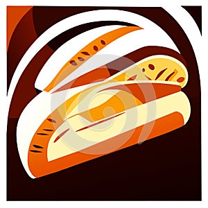 Vector illustration of a hot dog on a brown background. Fast food Generative AI