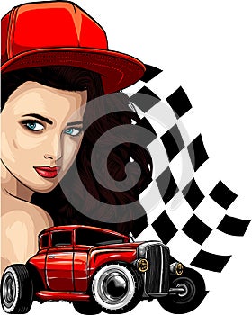 vector illustration of Hot rod. digital hand draw