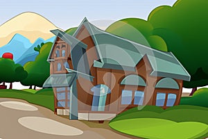 Vector Illustration of a house with a Beautiful surroundings AI