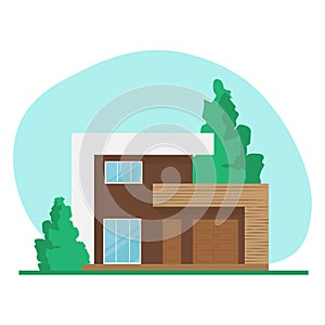 Vector illustration of a house of modern architecture.