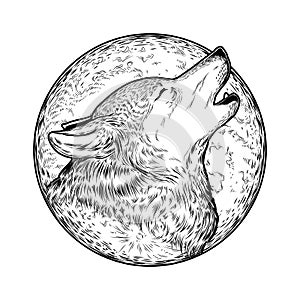Vector illustration of a howling wolf