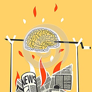 Vector Illustration Human Brain and Propaganda