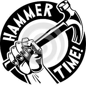 Vector illustration of a human hand holding a hammer