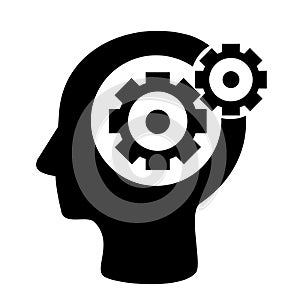 Vector illustration, human head icon. The concept of technical thinking. Think, mind.