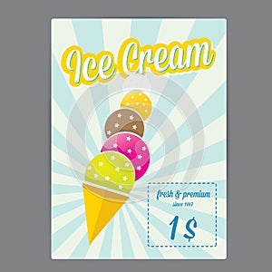 Vector illustration of ice cream cafe menu