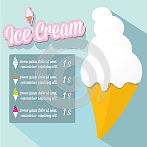 Vector illustration of ice cream cafe menu