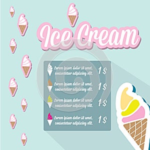 Vector illustration of ice cream cafe menu