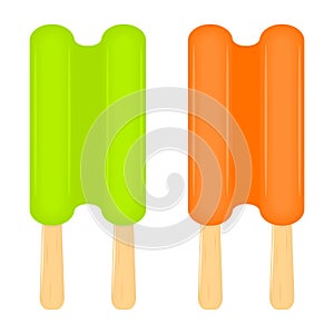 Ice cream popsicles isolated on white