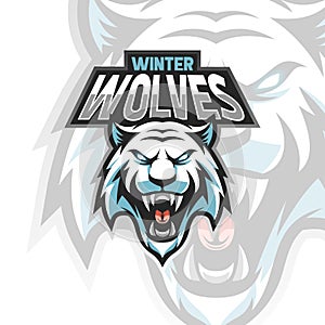 Vector Illustration ice wolves logo for teammate esport photo