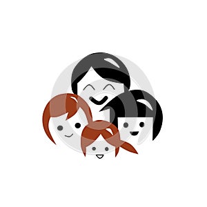 Vector illustration icon of 4 people in one family