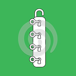 Vector illustration icon concept of four keys into four keyholes and unlock padlock