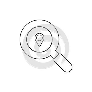 Vector illustration icon concept of magnifier with map pointer