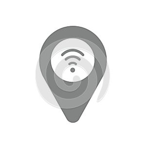 Vector icon concept of map pointer with wireless wifi symbol