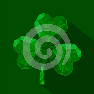 Vector illustration icon of crystal emerald Shamrock.