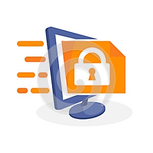 Vector illustration icon with digital media concept about access to confidential document