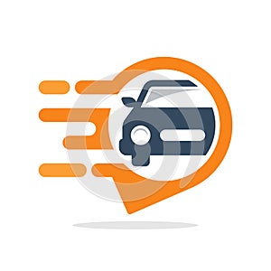Vector illustration icon with informative & responsive service concept for accessing car tracking location information