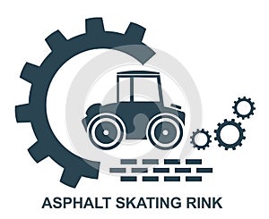 Vector illustration of the icon and logo of an asphalt concrete roller of special equipment for construction work of enterprises a