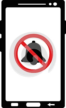 vector illustration smartphone prohibition signage bell mute mode photo