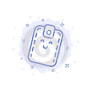 Vector illustration of icon shopping concept with smiling cute wallet in line style.