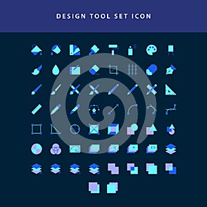 Vector illustration icons set of graphic designer items and tools flat style design icon set
