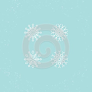 Vector illustration. Icons set of white snowflakes.