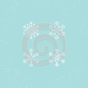 Vector illustration. Icons set of white snowflakes.