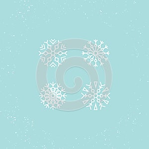 Vector illustration. Icons set of white snowflakes.