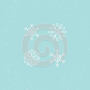 Vector illustration. Icons set of white snowflakes.