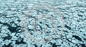 Vector illustration of an icy river surface. Texture of ice and water fragments. Winter background