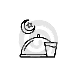 vector illustration of iftar icon with outline style. suitable for any purpose