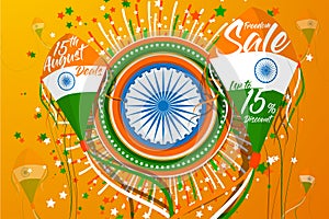 Vector Illustration for `India Independence Day` Sale Promotion